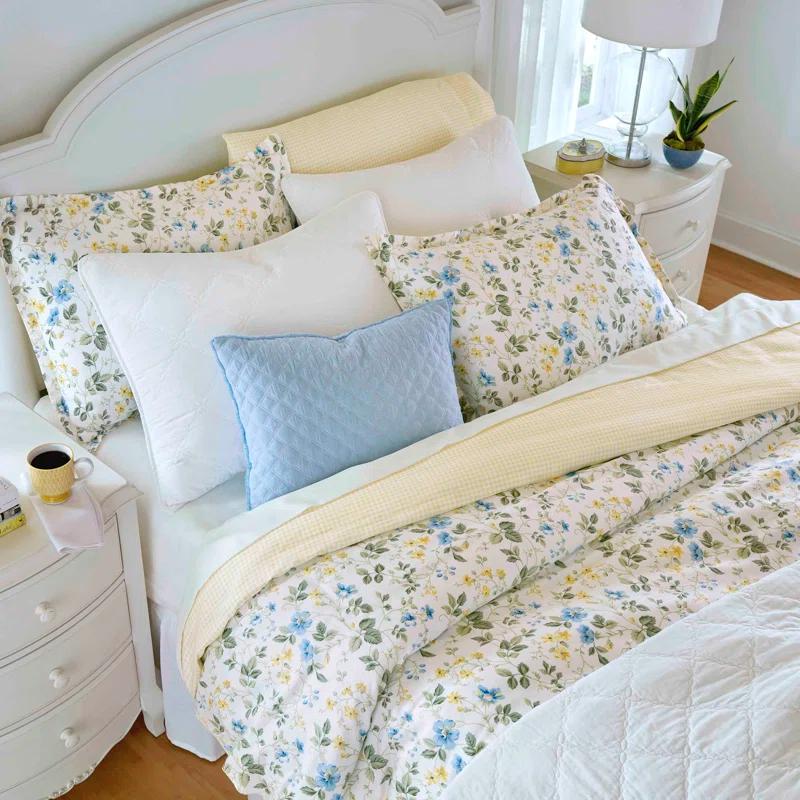 Laura Ashley Meadow Floral Cotton Blue Duvet Cover Set