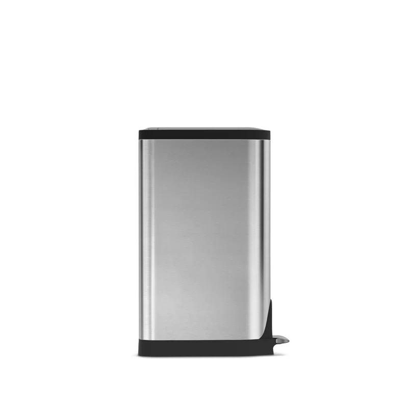 simplehuman Butterfly Lid Kitchen Step Trash Can, Brushed Stainless Steel