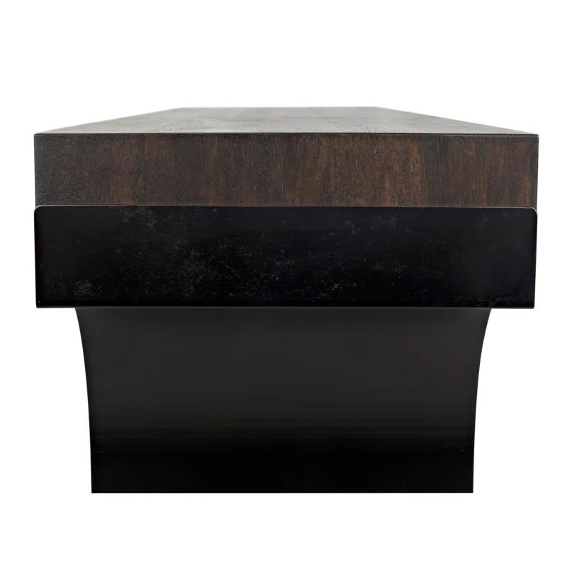 Truss Solid Wood Top Metal Base Writing Desk