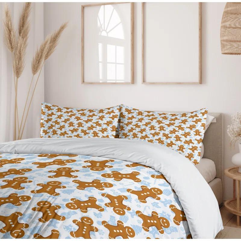 Ambesonne Gingerbread Man Modern & Contemporary Abstract Duvet Cover Set