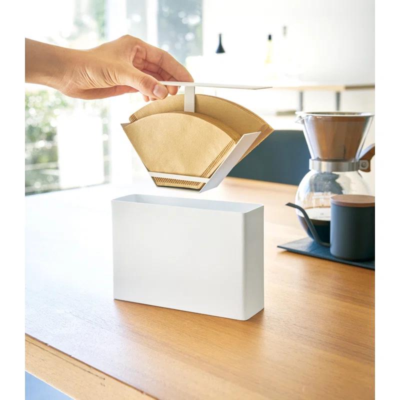 Yamazaki Home Yamazaki Home 02 Coffee Filter Case - Kitchen Storage Holder Container, Steel, Lid
