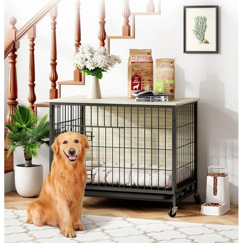 Tucker Murphy Pet™ Dog Crate Furniture, Removable Tray And Wheels