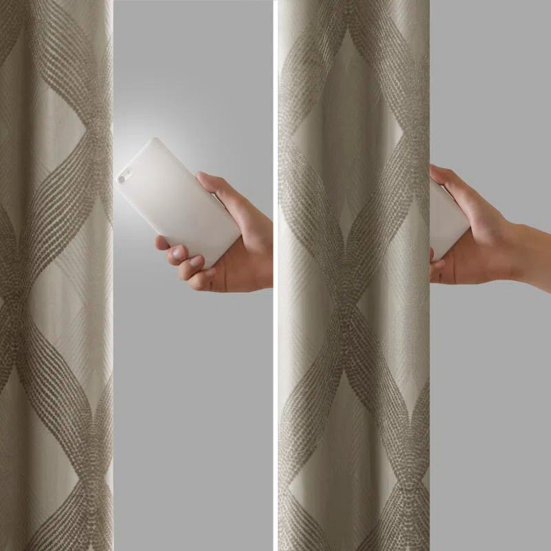 Madison Park Bentley Ogee Knitted Jacquard Geometric Total Blackout Single Curtain Panel