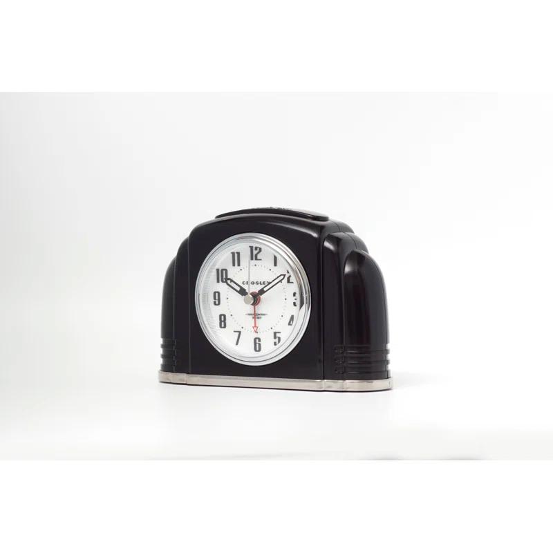 Crosley Analog Quartz Movement / Crystal Tabletop Clock with Alarm in Black