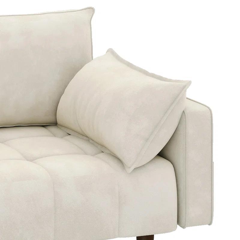 Mercer41 Damales 70" Square Arm Loveseat Sofa, Modern Velvet Loveseat with 2 Pillows