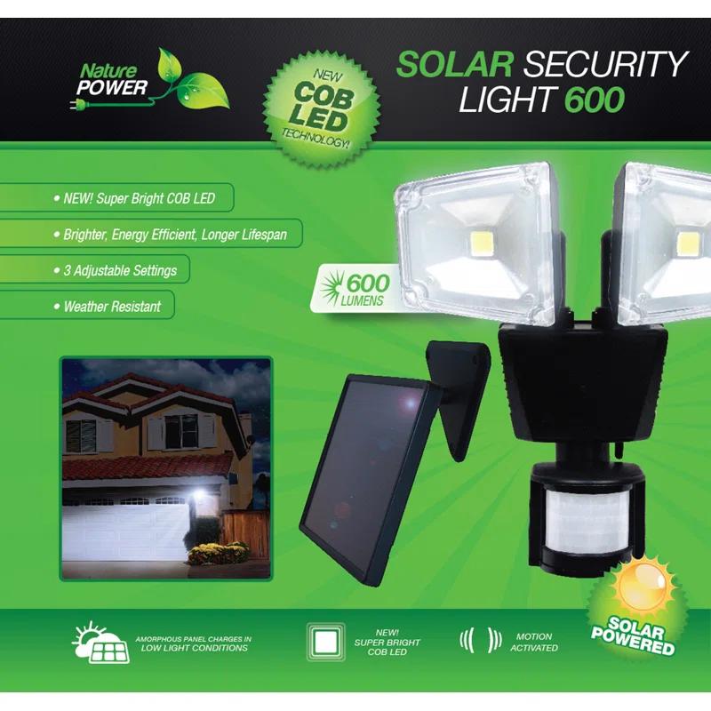 Nature Power 2 - Head LED Solar Powered Dusk to Dawn Outdoor Security Flood Light with Motion Sensor