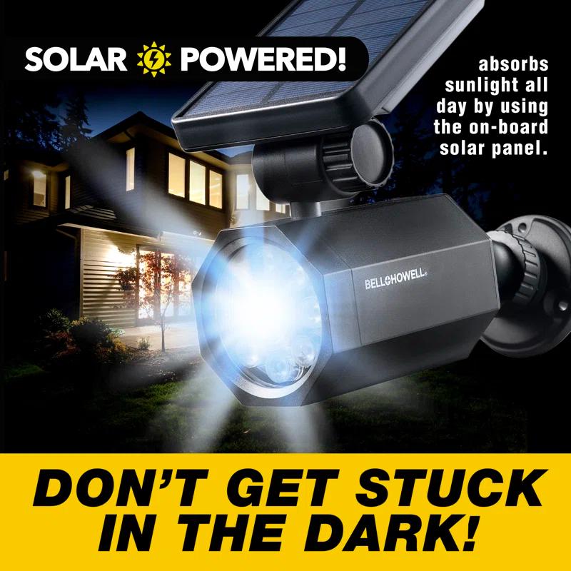 Bell + Howell LED Solar Powered Dusk to Dawn Outdoor Security Spotlight with Motion Sensor and Timer