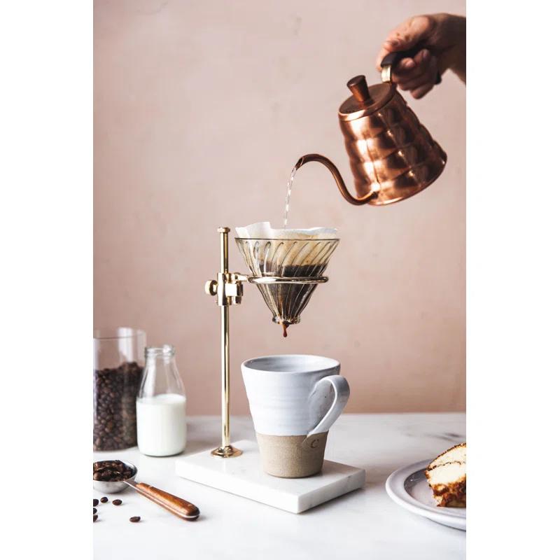 Brass & Marble Pour Over Stand by Farmhouse Pottery
