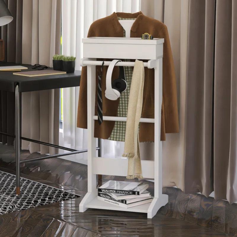 Lark Manor™ Portable Garment Rack Clothes Valet Stand With Storage Organizer Table Entryway Organizer Garment Rack