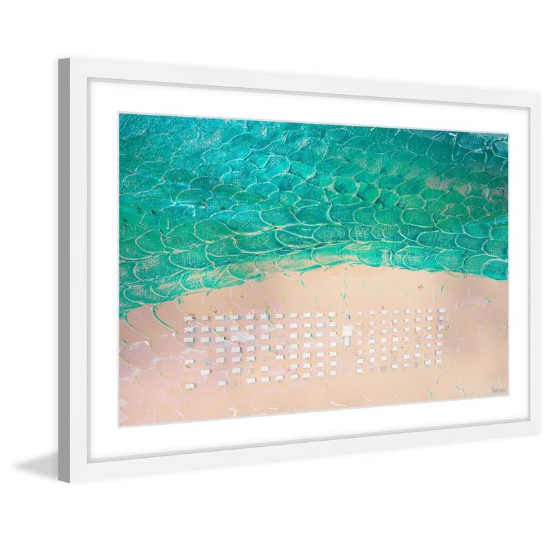 Parvez Taj 'White Umbrella Beach' by Parvez Taj Framed Print