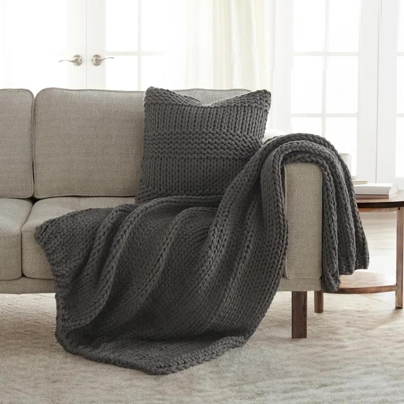 Becky Cameron Cozy Chunky Knit Acrylic Decor Throw Pillow