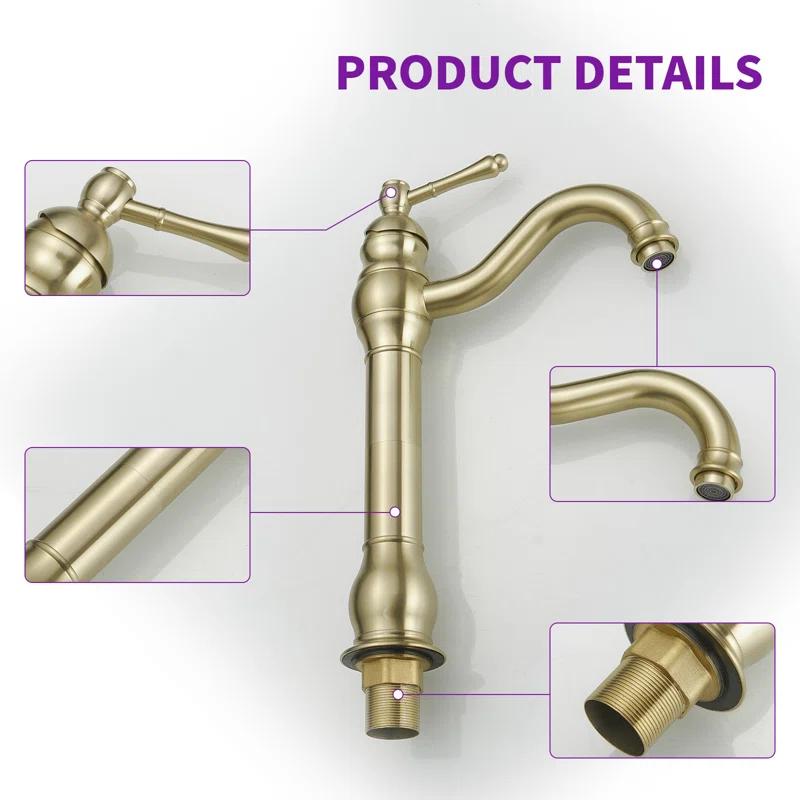 VIBRANTBATH 9310-BG Vessel Sink Faucet Single-handle Bathroom Faucet with Drain Assembly