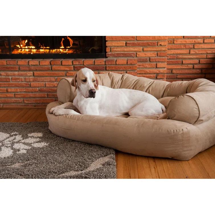 Snoozer Luxury Microsuede Overstuffed Bolster Dog Sofa
