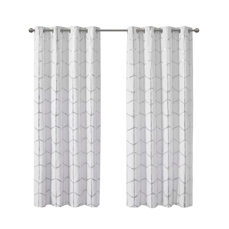 Intelligent Design Raina Total Blackout Metallic Print Grommet Top Curtain Panel