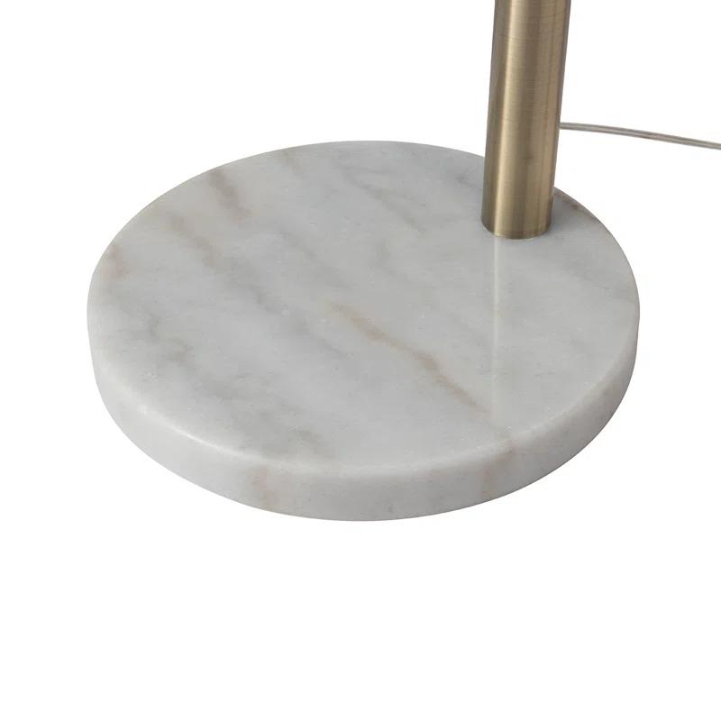 Nova of California Concord Bone Porcelain Shade 3 Light Arc Floor Lamp - 85", Weathered Brass & Walnut, Dimmer Switch