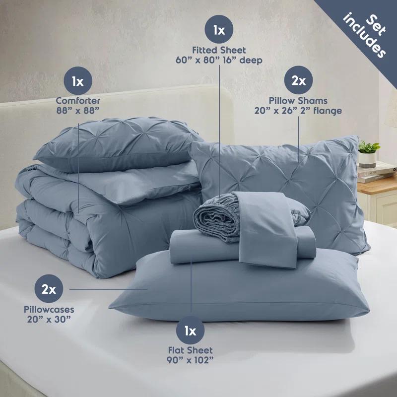 Nestl Bed-in-A-Bag Pleated Comforter Set with Bed Sheets