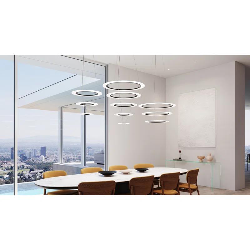 Arctic Rings 3 - Light Acrylic Dimmable LED Tiered Chandelier