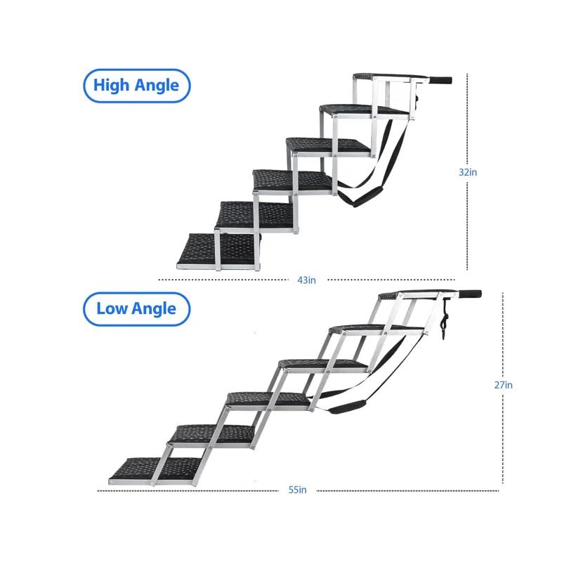 Portable Folding Dog Stairs For Cars, SUV, Trucks, For Large Dogs With Non-Slip Surface, 6 Steps