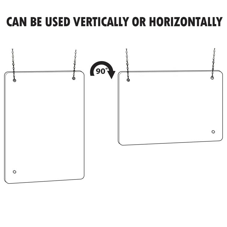 Azar Displays 30" x 40" Hanging Adjustable Cashier Shield, Plexiglass Protective Panel, Splash Guard, 0.100" thick Acrylic Protective Barrier -Vertical/Horizontal, 2-Pack (Set of 2)
