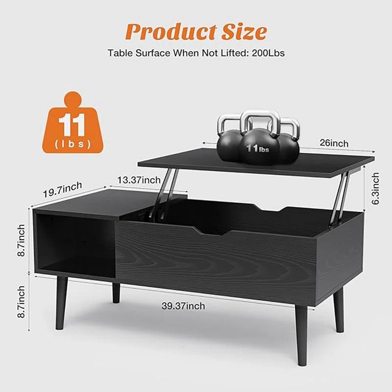 Coffee Table, Living Room Elevator Coffee Table, Small Wooden Dining Table With Storage Shelves And Hidden Compartments
