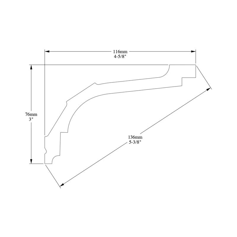 High Density Polyurethane, Primed White 3" H x 78 3/4" W x 4 5/8" D Crown