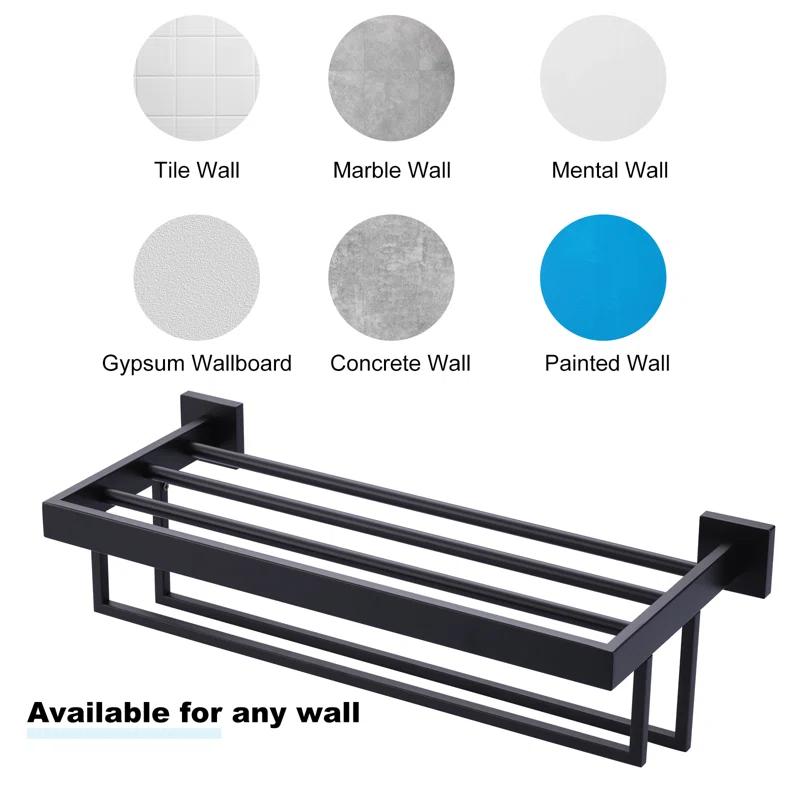 ARCORA AR5150101B-20 2-Tier Wall Mounted Stainless Steel Bathroom Towel Rack With 2 Towel Bars Square Rods