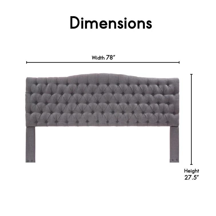 Elle Decor Elle Decor Celeste Tufted Upholstered Padded Headboard with Contemporary Button Tufting