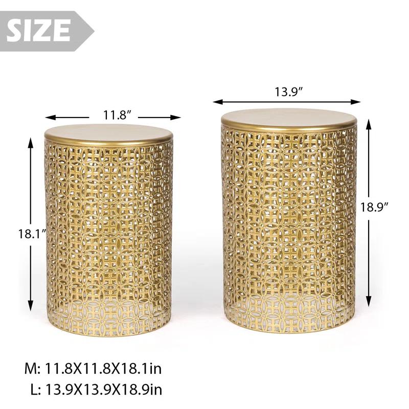 Rosdorf Park Arvil Golden Round Metal End Table(set of 2)