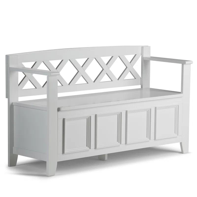 Simpli Home Amherst Solid Wood Entryway Lift Top Storage Bench