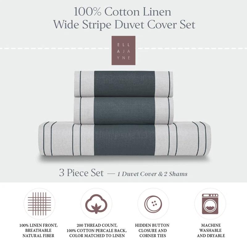 Ella Jayne Home French Linen Cotton Striped Duvet Cover Set
