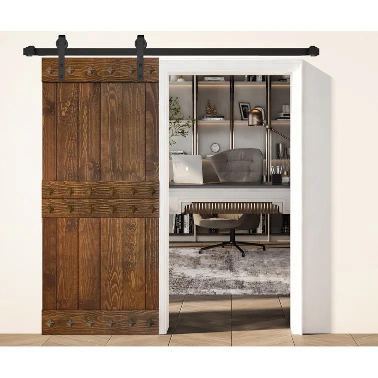IsLife 84'' Solid Wood Paneled Matte without Installation Hardware Kit Barn Door