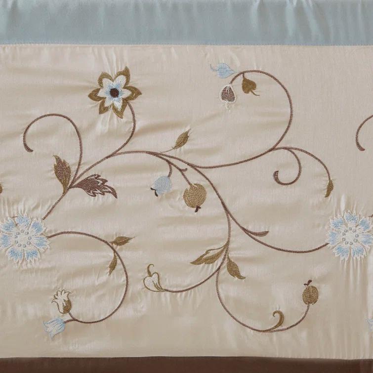 Madison Park Serene Floral Embroidered 50'' W Single Window Valance