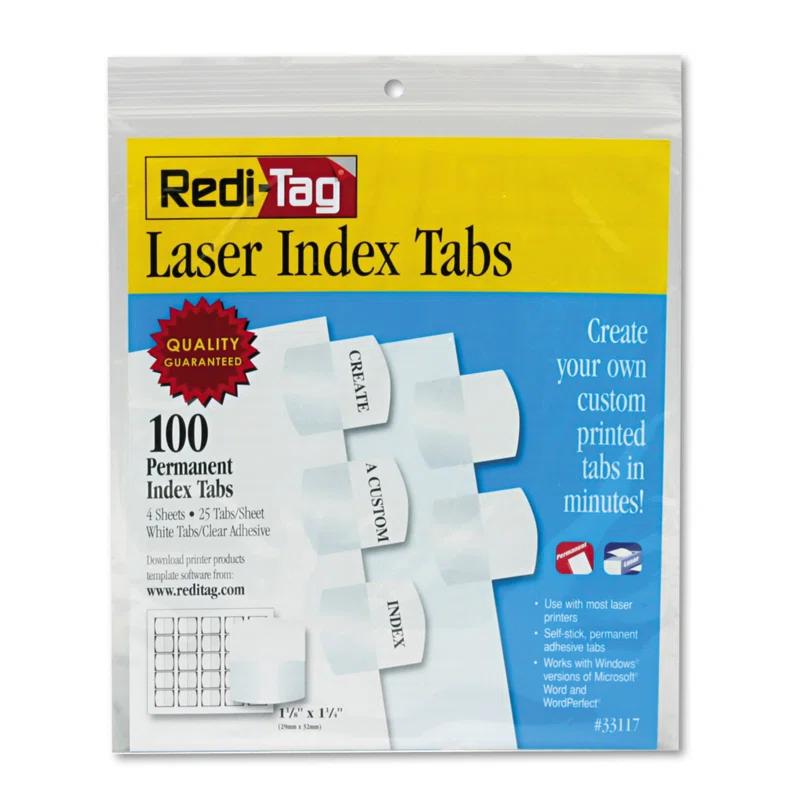 Redi-Tag Corporation Redi-Tag® Printable Laser Index Tabs Plastic File Tab Labels