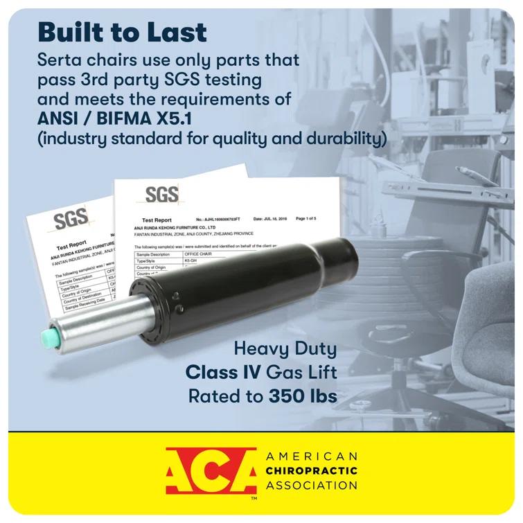 Serta Serta Comfort Executive Big & Tall Office Chair, Ergonomic High-Back, Semi Plush Seat, Padded Arms