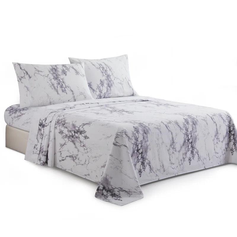 Marina Decoration Percale Machine Printed Marble Sheet Set