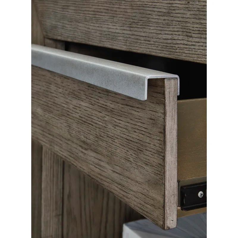 Weathered Gray Modern Nightstand with USB Port and Drawer