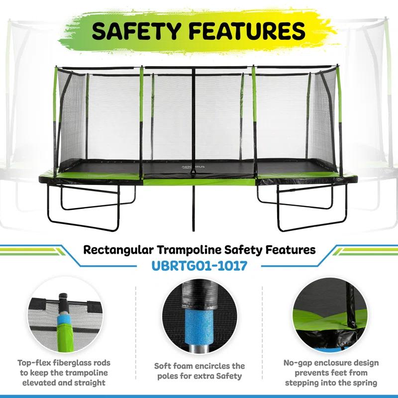 Upper Bounce Machrus Upper Bounce - Mega 10' X 17' Gymnastics Style, Rectangular Trampoline - Green/Black