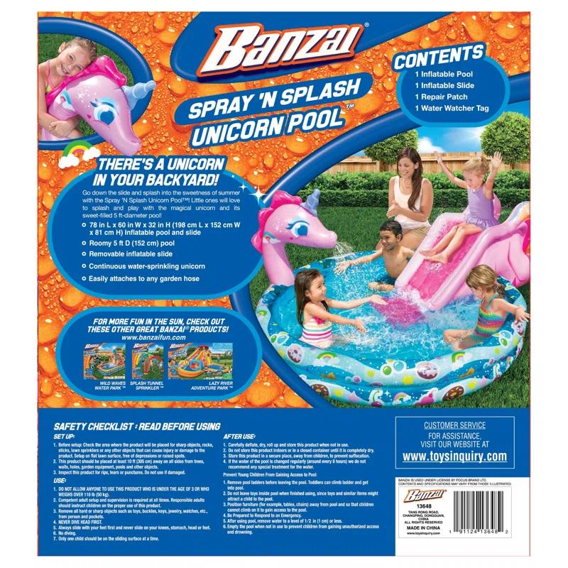 Banzai Plastic Round Kiddie Pool 32.5'' H x 60'' W x 78'' L