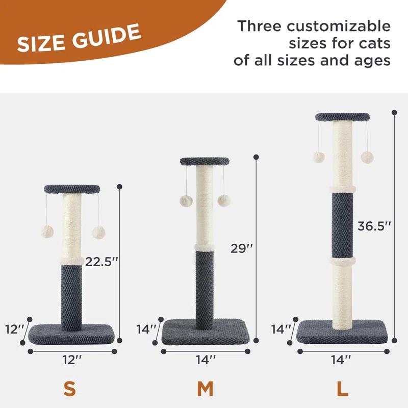 Tucker Murphy Pet™ Tall Cat Scratching Post - Premium Sisal Rope Highly Resistant Carpet Scratching Posts For Indoor Cats Adults, Sturdy Large Cat Scratch Pole With Hanging Ball,