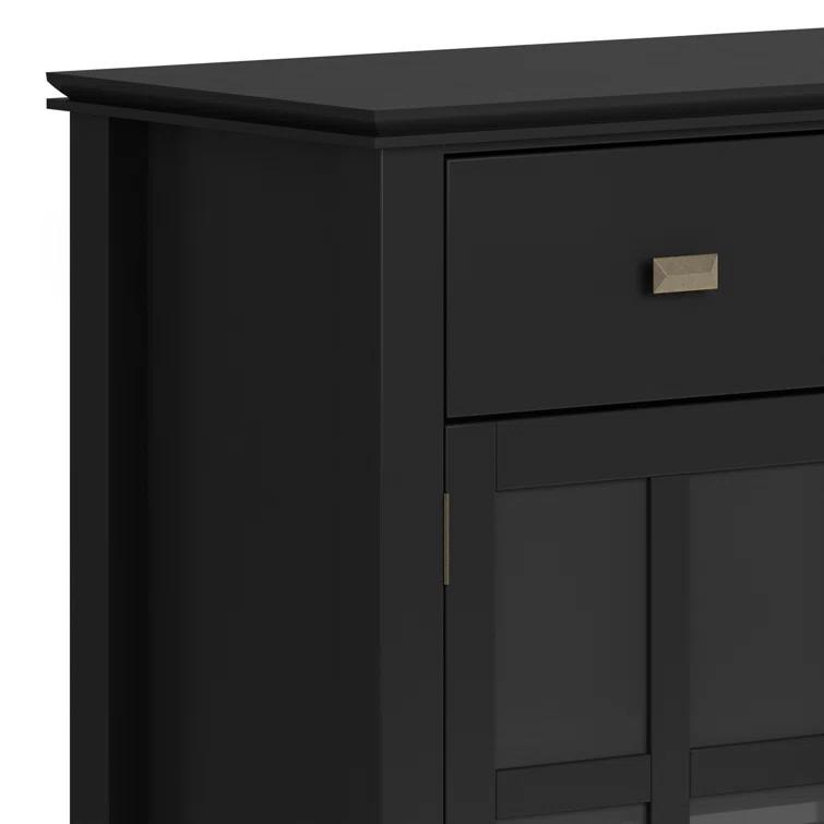 Simpli Home Artisan 54"W Solid Wood Sideboard Buffet with Tempered Glass Doors and 6 Drawers
