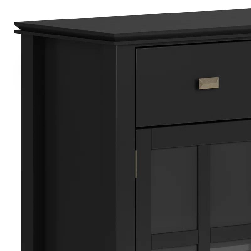 Simpli Home Artisan 54"W Solid Wood Sideboard Buffet with Tempered Glass Doors and 6 Drawers