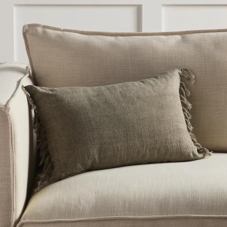 Roy Linen Pillow - Sage / 13" x 21" / Down