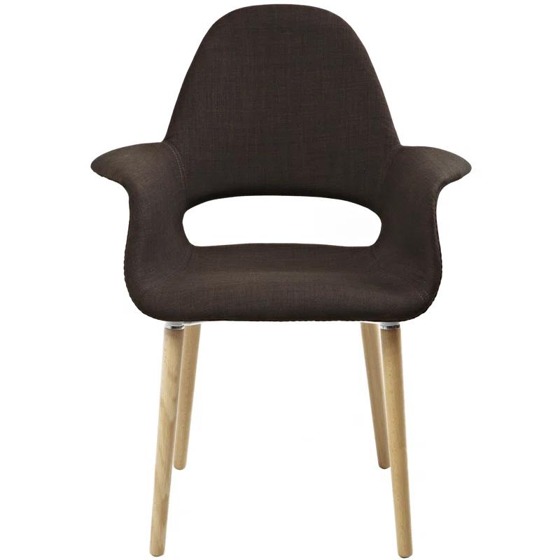 George Oliver Conover Clontz Upholstered Dining Armchairs – Mid-Century Modern Fabric Seat with Natural Wood Legs (Set of 2) (Set of 2)