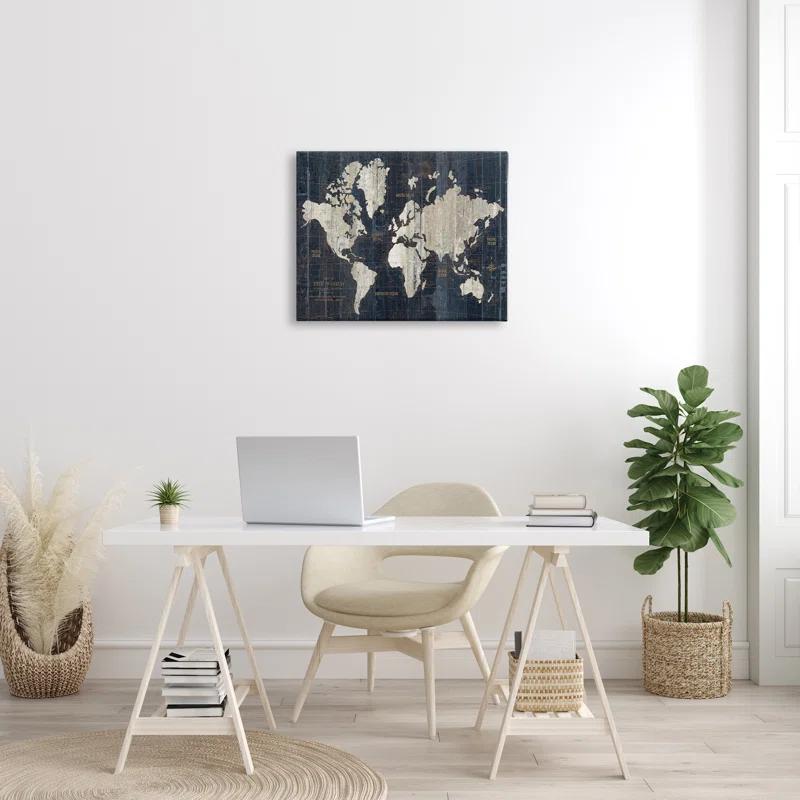 Stupell Industries Distressed Antique World Map Rustic Aesthetic by Wild Apple Portfolio - Graphic Art Print on Canvas