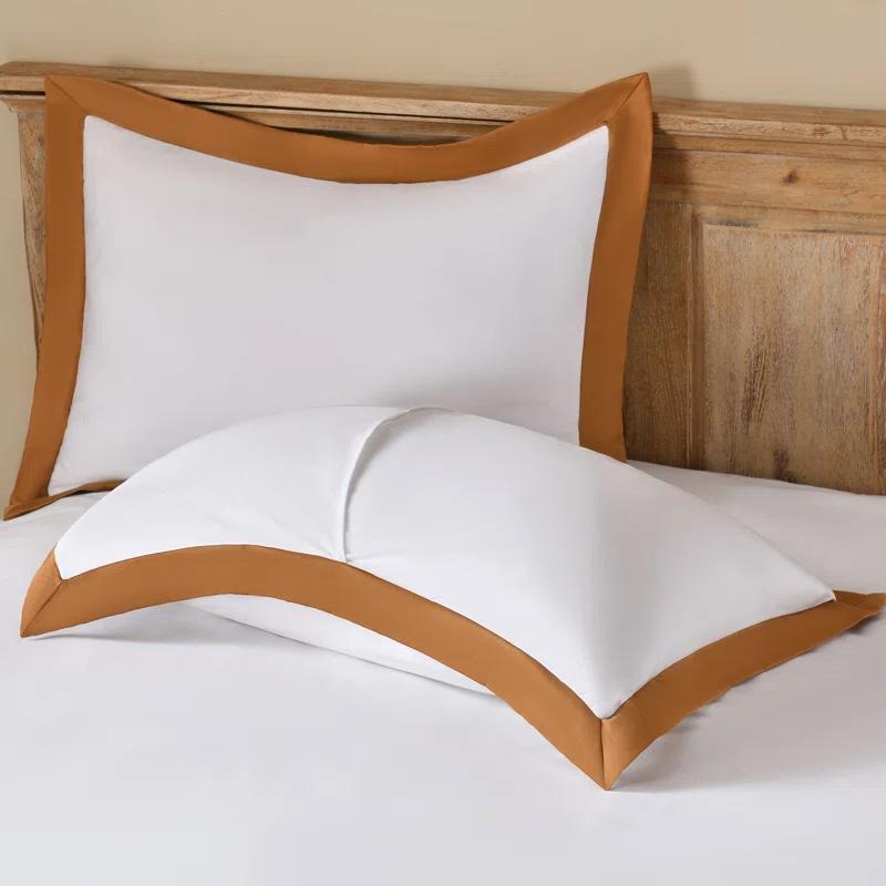 MeadowPark Luxury Cotton Sateen Bordered Duvet Cover Set, Hotel Collection