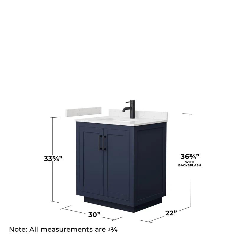 Wyndham Collection Miranda 30" Freestanding Single Bathroom Vanity with Cultured Marble Top