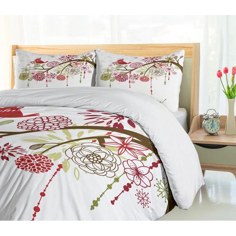 Ambesonne Christmas Farmhouse / Country Floral Duvet Cover Set