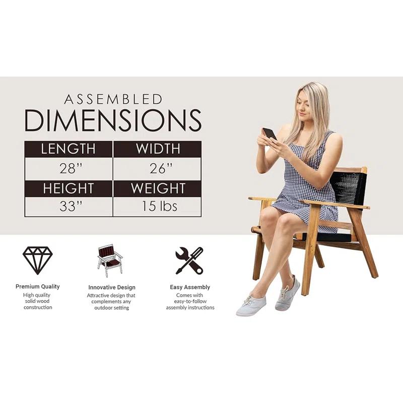 PatioSense Patio Sense Kingsmen Armchair ,Natural Finish ,Midcentury Modern Sofa Chair ,Indoor & Outdoors