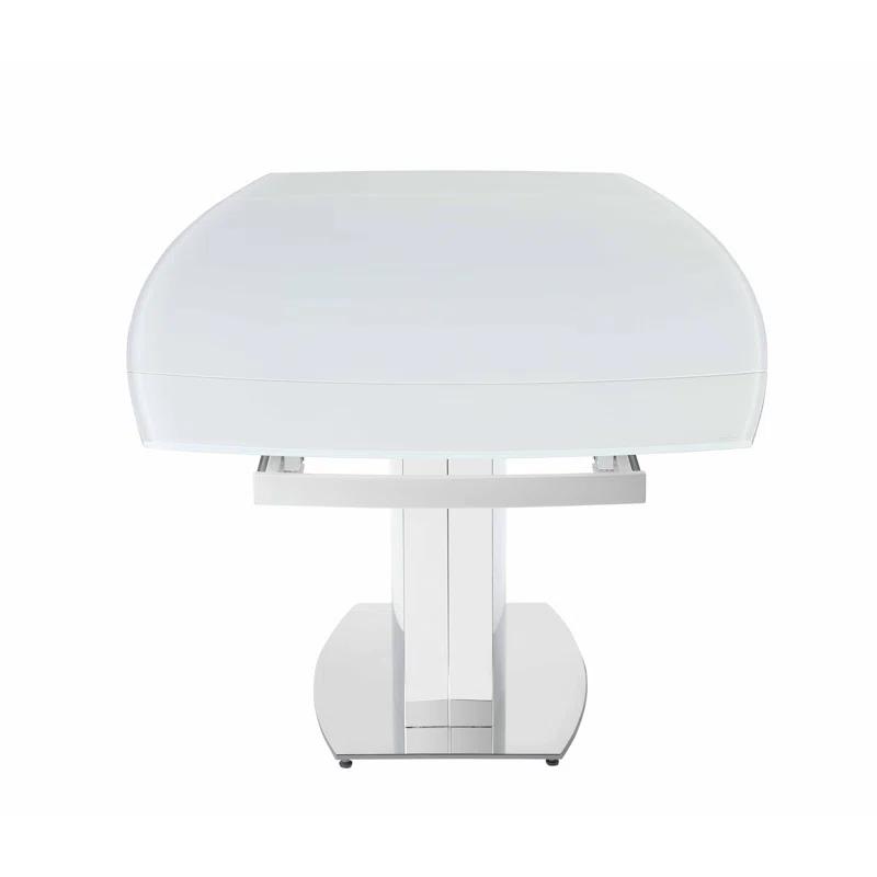 Chintaly Imports Contemporary Extendable White Glass Dining Table