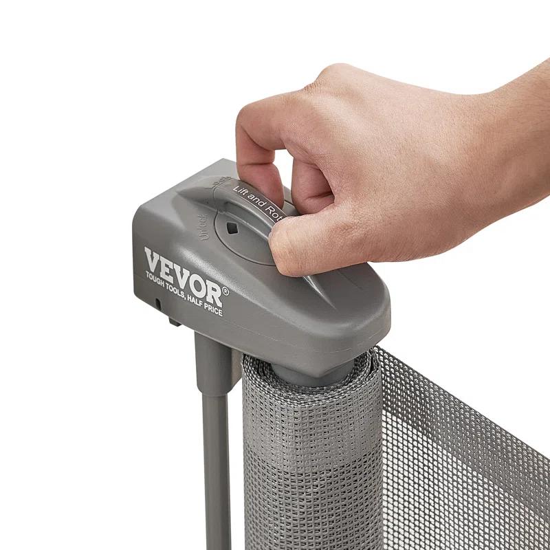 VEVOR VEVOR Retractable Gate Black Plastic Wall Mounted Pet Gate
